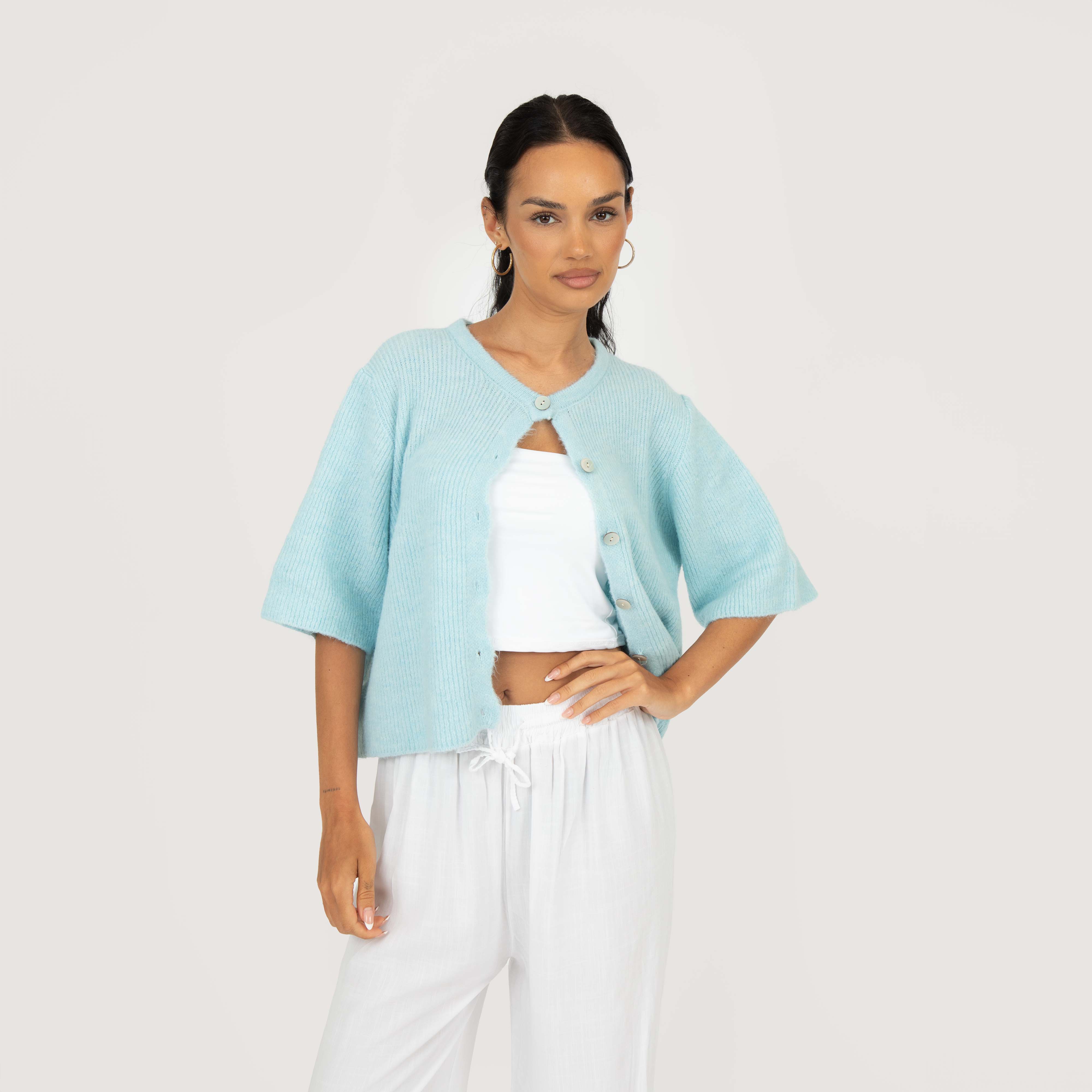 Kurzarm-Strickcardigan
