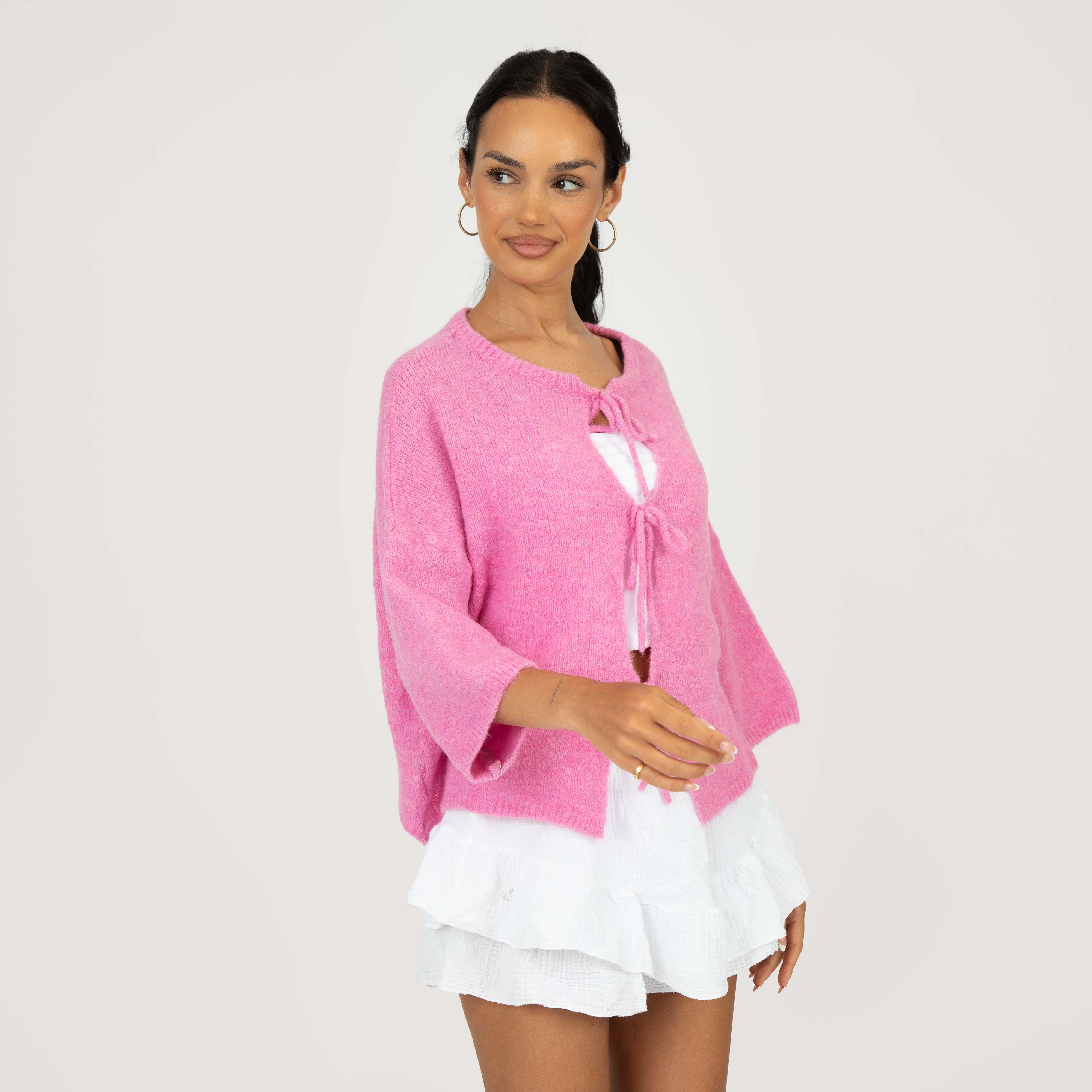 Kurzarm-Cardigan mit Schleifen