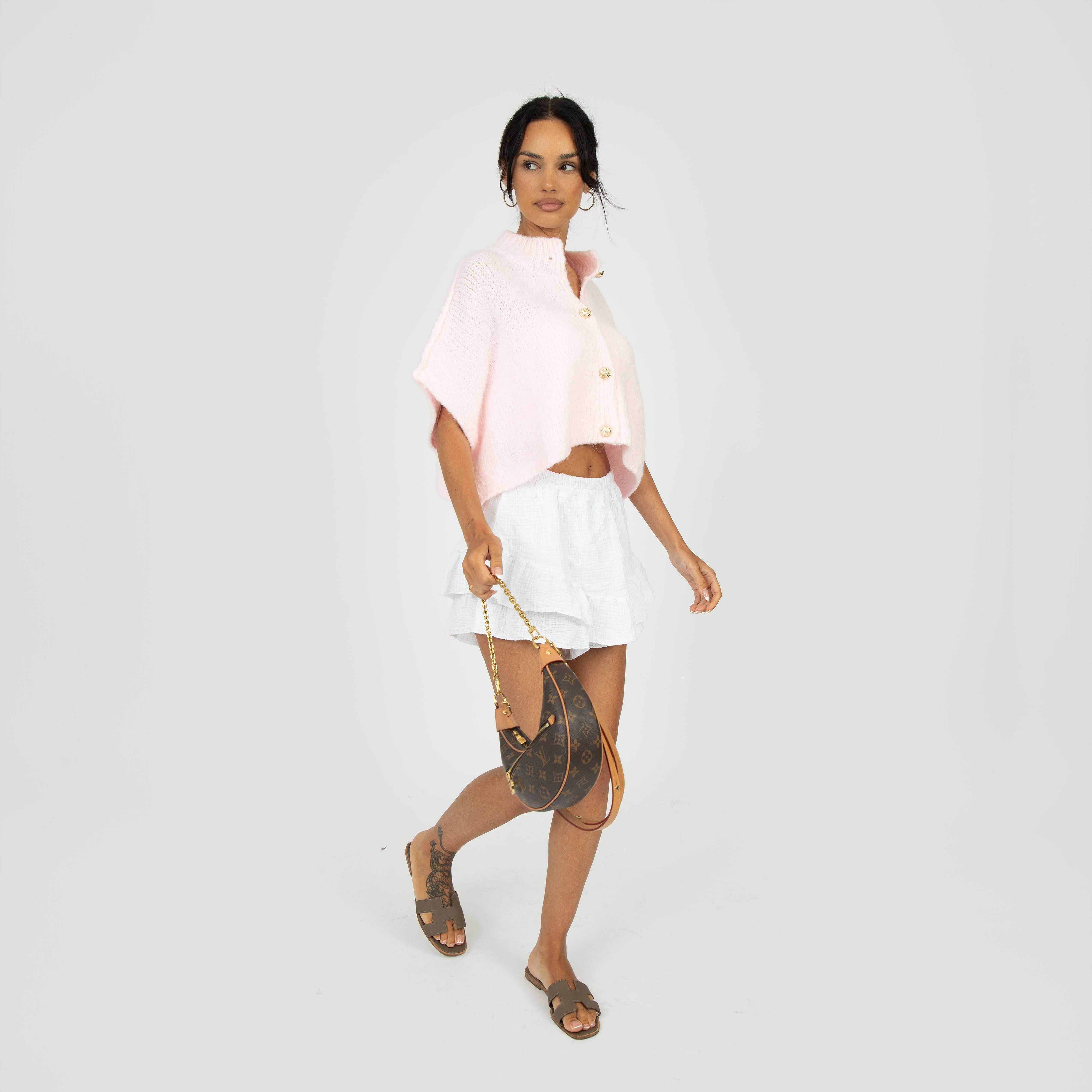 CozyGlam Crop Strickweste