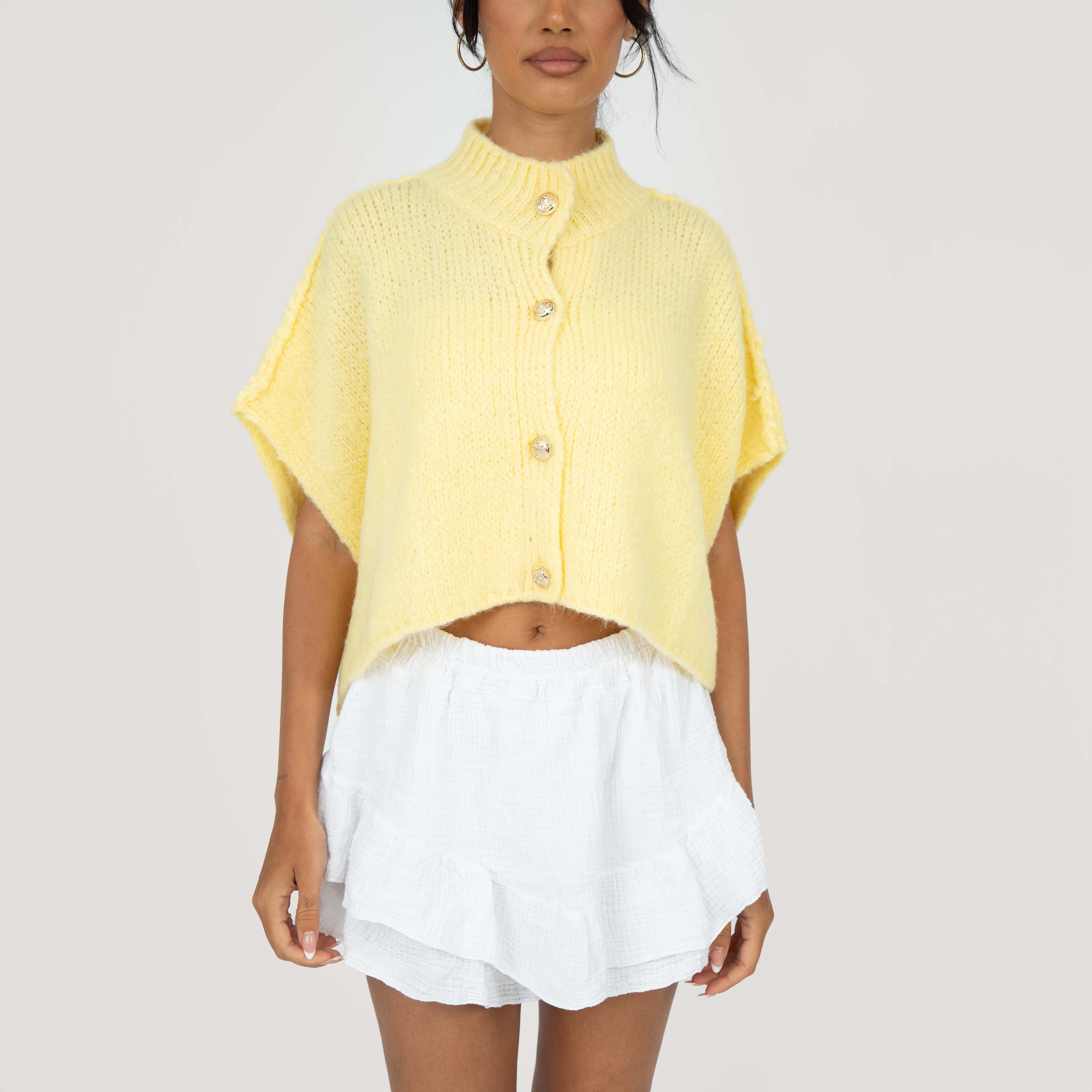 CozyGlam Crop Strickweste