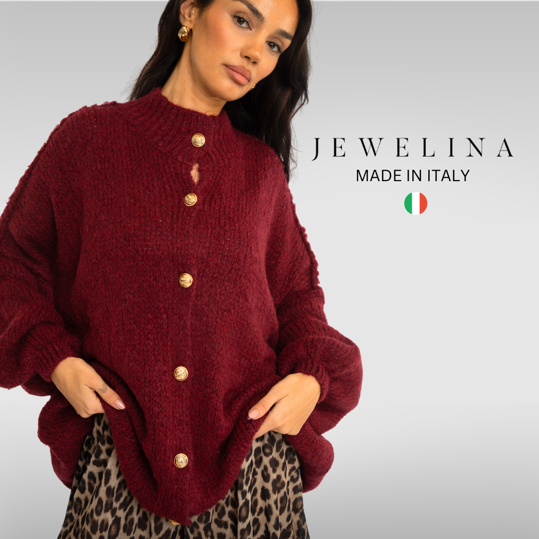 Burgundy Oversized Cardigan "CozyGlam"