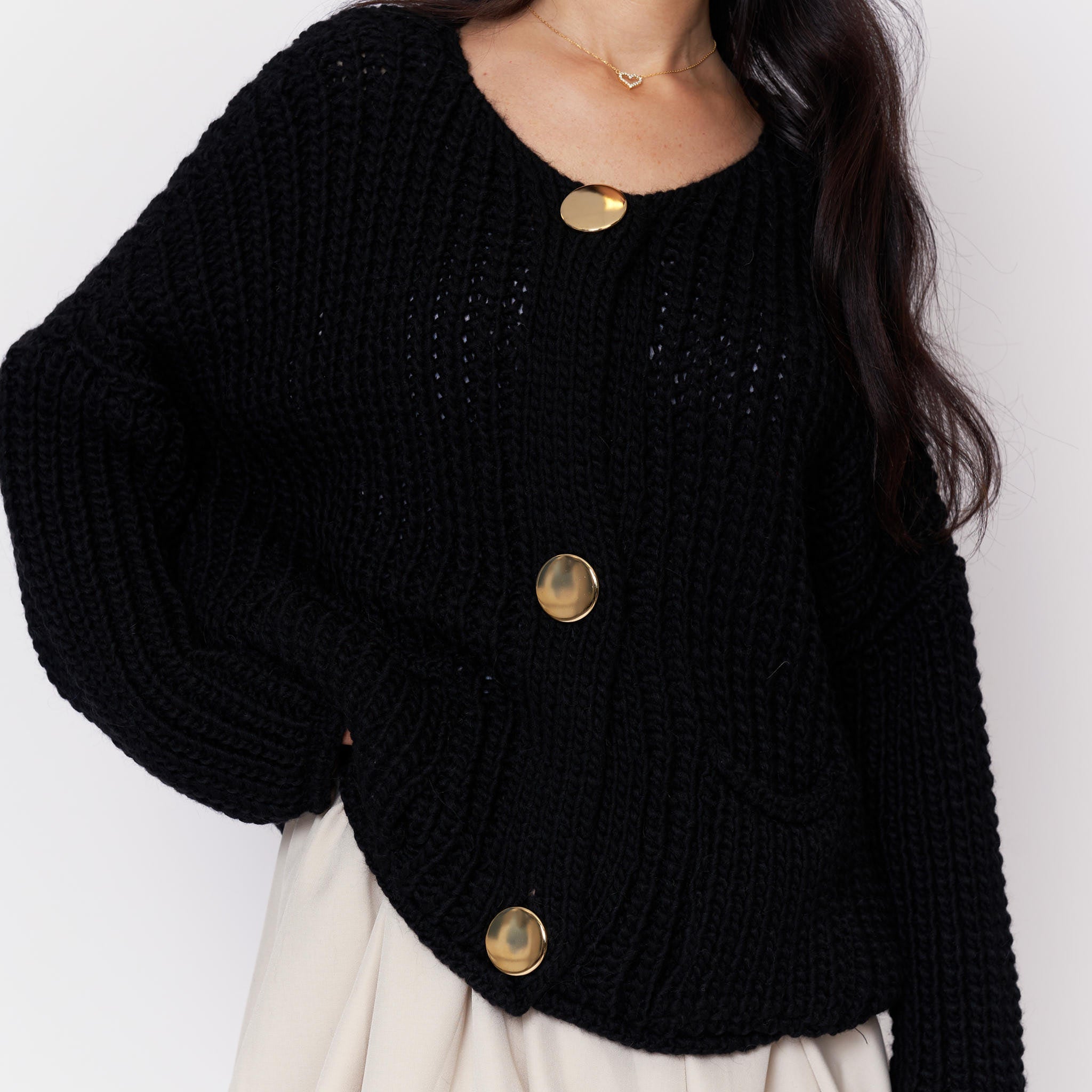 Chunky Gold Button Cardigan